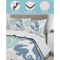 thumbnail image 4 of Quilts Full Size, Coastal Seahorse Soft Comforter Bedding Set for Bed, Nautical Beach Ocean Shells Starfish Lightweight Quilted Bedspread with Pillow Cover(2 Pieces) for All Season, 78x90 Inch, 4 of 6