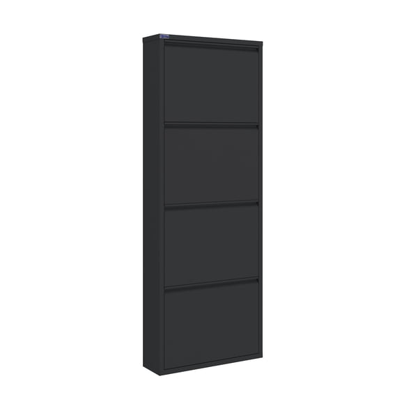 Ceha Office Furniture Armoire à Chaussures en Métal Série AYK à 4 Portes - Gris Foncé - Montage Mural, Design Mince avec Capacité de 8 Paires