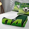 thumbnail image 4 of Manfei Soccer Sport Twin Quilt Set, Goal Print Football Field Twin Coverlet Set, Green White, Reversible 2 Pieces, 1 Bedspread and 1 Pillowcase, 4 of 7