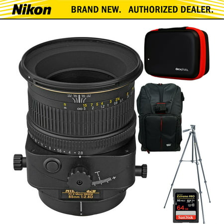 Nikon PC-E FX Full Frame Micro NIKKOR 85mm f/2.8D Lens+ 64GB Accessories Bundle Includes Backpack for Cameras + All-in-One Cleaning Kit for DSLR Cameras + 60-Inch Video & Photography (Best Full Frame Dslr For Sports Photography)
