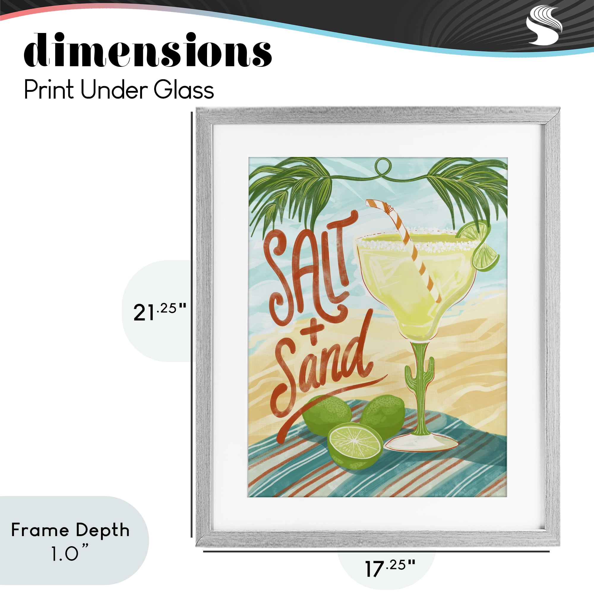 Stupell Industries Salt & Sand Margarita Gray Framed Print Under Glass, design by Connie Summers