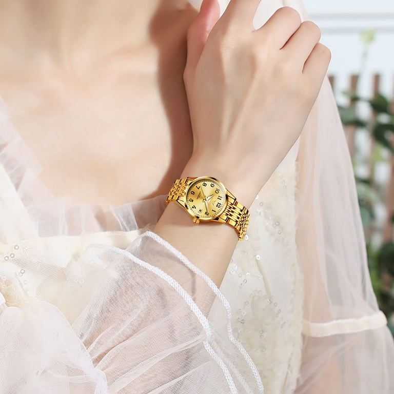 Women\'s Gold Analog Quartz Solid Easy Reader Classic Round Bracelet Wrist Watch Amazon.com: Timex Women main image 3