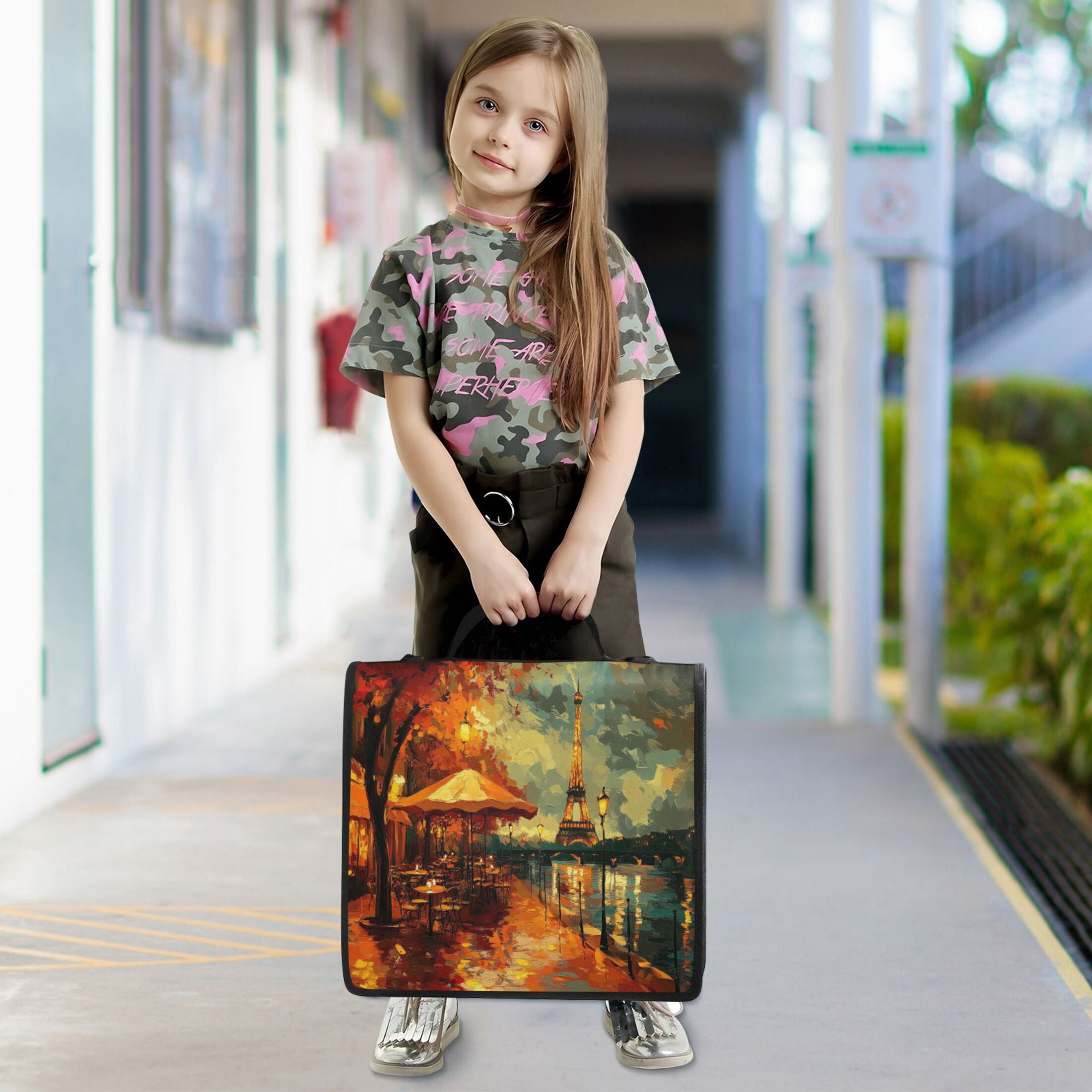 YAZAOO Zipper Binder trapper keeper Documents Organized Design Paris Street Evening Scene Printed