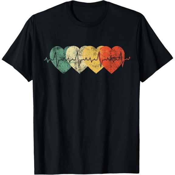 Funny Nurse Heartbeat Gifts Retro Vintage Heart Nursing T-Shirt