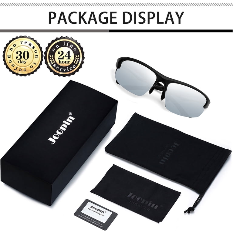 Joopin Sport Sunglasses, Wrap Around Mirrored Silver photo 7