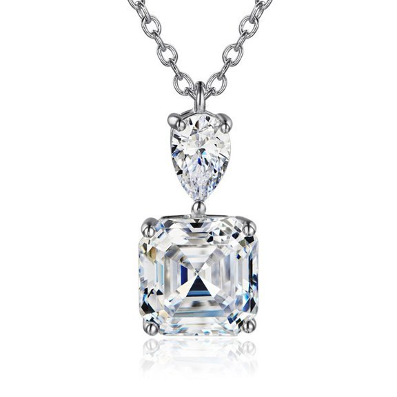 APIPEE White Cubic Zirconia Necklace for Women 18 Inch