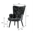 thumbnail image 7 of Modern Velvet Accent Chair, Tufted Button Wingback Arms Chair, Upholstered Tall Back Vanity Chair, Modern Leisure Chair with Solid Wood Legs, for Living Room, Bedroom, Waiting Room, Black, 7 of 7