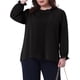 thumbnail image 1 of Blusa elegante de oficina de manga larga con puños elásticos para mujeres de tallas grandes Agnes Orinda 3X negra, 1 of 6