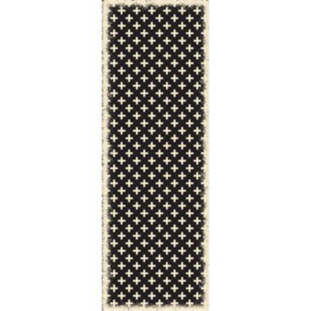 Aspen Brands RUG8BLK26 Tapis Élégant Design Croix 2 x 6 Pieds - Noir & Blanc