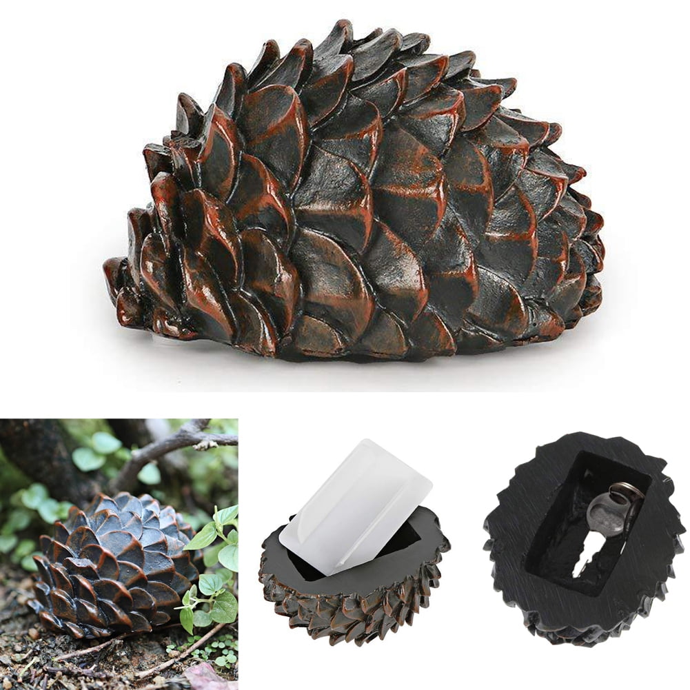 Outdoor Rock Stone Key Hider Storage Box Fake Pinecone Key Holder Safe for Garden Yard
