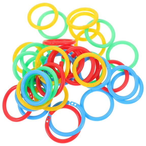 40 Pcs Loose-leaf Ring Buckle Coloured Card DIY Binder Rings Plastic