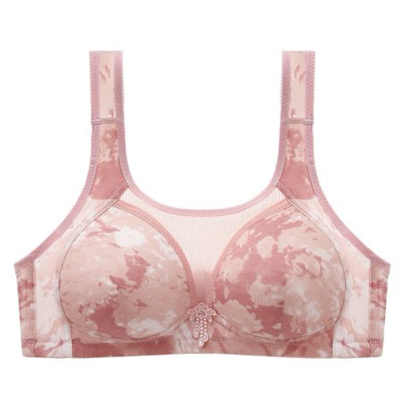 

Spdoo Plus Size Tie-dyed Bras for Women Underwear Back Closure Full Cup Brassiere Pink 46