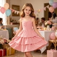 thumbnail image 4 of ITSAME Girls Slip Dresses Tiered Ruffle A-Line Sleeveless Summer Casual Tunic Dress Pink Size 11, 4 of 9