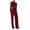 Wine, variant on Bixock Women Fall and Winter Outfit Set,Women Two-piece Set,Women Solid Color Color Block Blazer and Trousers Office Wear Set