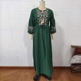 thumbnail image 1 of Fashion Pure Color Round Neck Lace Accessory Dress Loose Temperament Sleeve Embroidered Cotton Linen Dress Factory Direct SalesS Gao Jinjia LED, 1 of 2