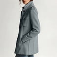 thumbnail image 4 of Jovrlynd Womens Coats Wool Stand Collar Button Winter Mid Length Warm Jackets with Pockets, S-3XL, 4 of 9
