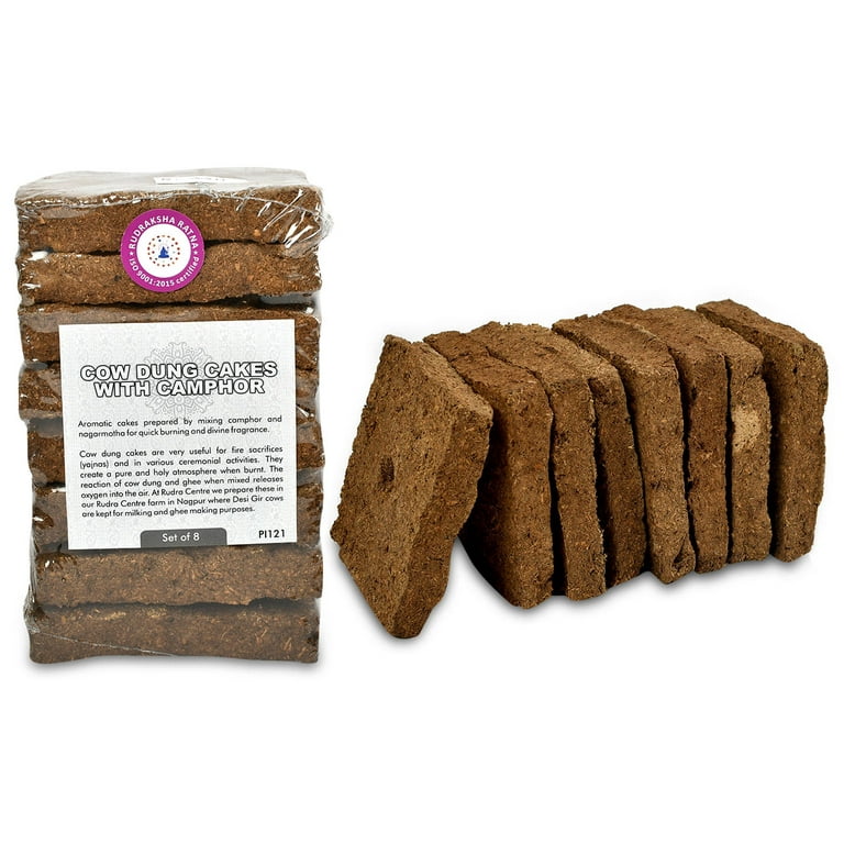 Rudra Centre Cow Dung Cakes with Camphor (Set of 8)