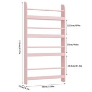 Homfa 4-Tier Wall Bookshelf, 43.7H Wall-Mounted Kids Bookshelf, Book Storage Rack for Kids Room, Pink