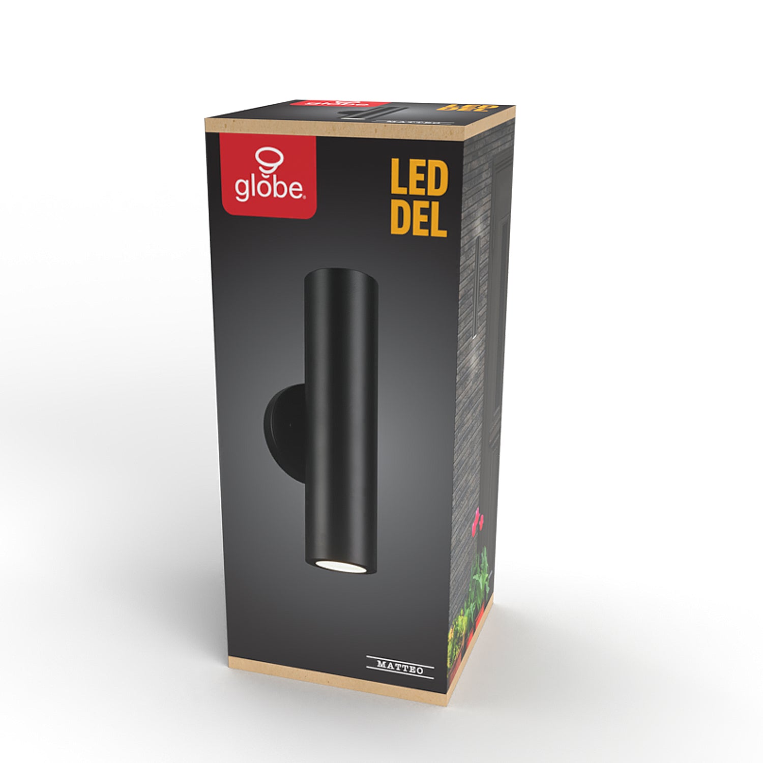 Globe Electric Matteo 20W LED Integrated Matte Black Up/Down Outdoor Wall Sconce with Frosted Glass Diffusers