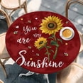 thumbnail image 2 of Red Sunshine Sunflower Round Tablecloth, Fitted Table Cover with Elastic for 45"-54" Round Tables, Pastoral Bees Farmhouse Floral Table Cloth Outdoor Indoor Dinning Party Waterproof Tablecloths, 2 of 7