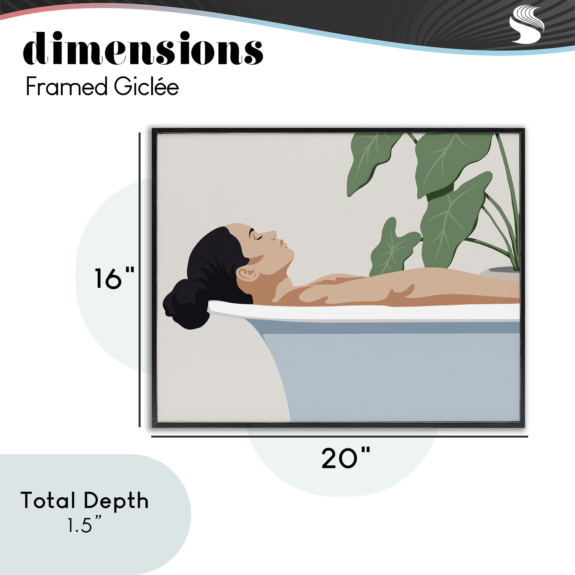 Stupell Industries Tub Relaxation Woman Black Framed Giclee Art, design by Marcus Prime