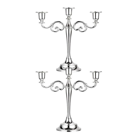 2x 3 Arms Candle Holder Stand Candelabra Candlestick 26cm Tall Prop ()