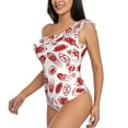 thumbnail image 3 of Yiaed Red Football Print Women One Piece Swimsuits Tummy Control One Shoulder Bathing Suits Pattern Ruffle Swimwear-XX-Large, 3 of 8