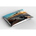 thumbnail image 2 of Ambesonne Sunset Pillow Sham 2 Pack, Cloudy Sky Digital View, 36"x20", Sky Blue and Apricot, 2 of 3