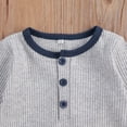 thumbnail image 2 of Baby Boy Casual 2PCS Set, Crew Neck Button Long Sleeve Romper Solid Color Drawstring Pocket Pants, Fall Winter Clothes Outfit, 2 of 6