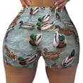 thumbnail image 2 of Balery Mallard Ducks Swimming Printed Workout Shorts for Women Seamless Scrunch Short Gym Yoga Running Sport Active Exercise Fitness Shorts-Medium, 2 of 8