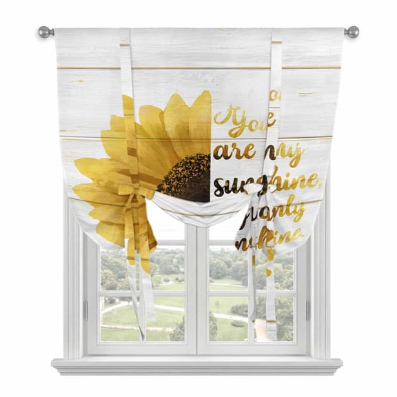 Yellow Sunflowers Balloon Curtains for Bedroom/Front Door/Bathroom, You Are My Sunshine Wood Rustic Tie Up Curtains 63 Inch Length Light Filtering Kitchen Curtains Shades for Windows 46"x63"
