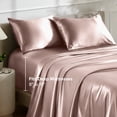 thumbnail image 6 of Bare Home Luxury Poly Satin Sheet Set for Hair and Skin, 15” Deep Pockets, Queen, Blush, 6 of 10