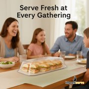 Impresserve Clear Plastic Lid for 17 Inch Rectangular Serving Tray, Snap-On Disposable Tray Cover, 4 Count