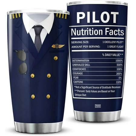 

Pilot Nutrition Facts Tumbler With Lid 20oz Aviation Pilot Gifts For Men Stainless Steel Travel Cup Vacuum Insulation Mug For Him Birthday Present For Pilots Captain Gift