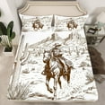 thumbnail image 2 of Castle Fairy Boys Girls Western Cowboys 4 Pieces Queen Sheet Sets,Botanical Plants Desert Cactus Ultra Soft Flat Sheet,Southwestern Vintage Aesthetic Queen Fitted Sheet,Lightweight Room Decor, 2 of 7
