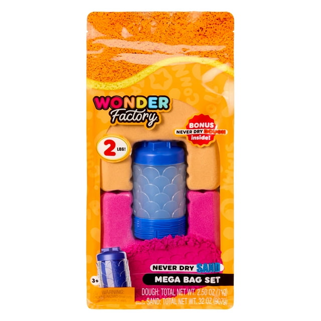 Wonder Factory Never Dry Sand Bag with Never Dry Dough- Orange + Red Sand with Blue Dough