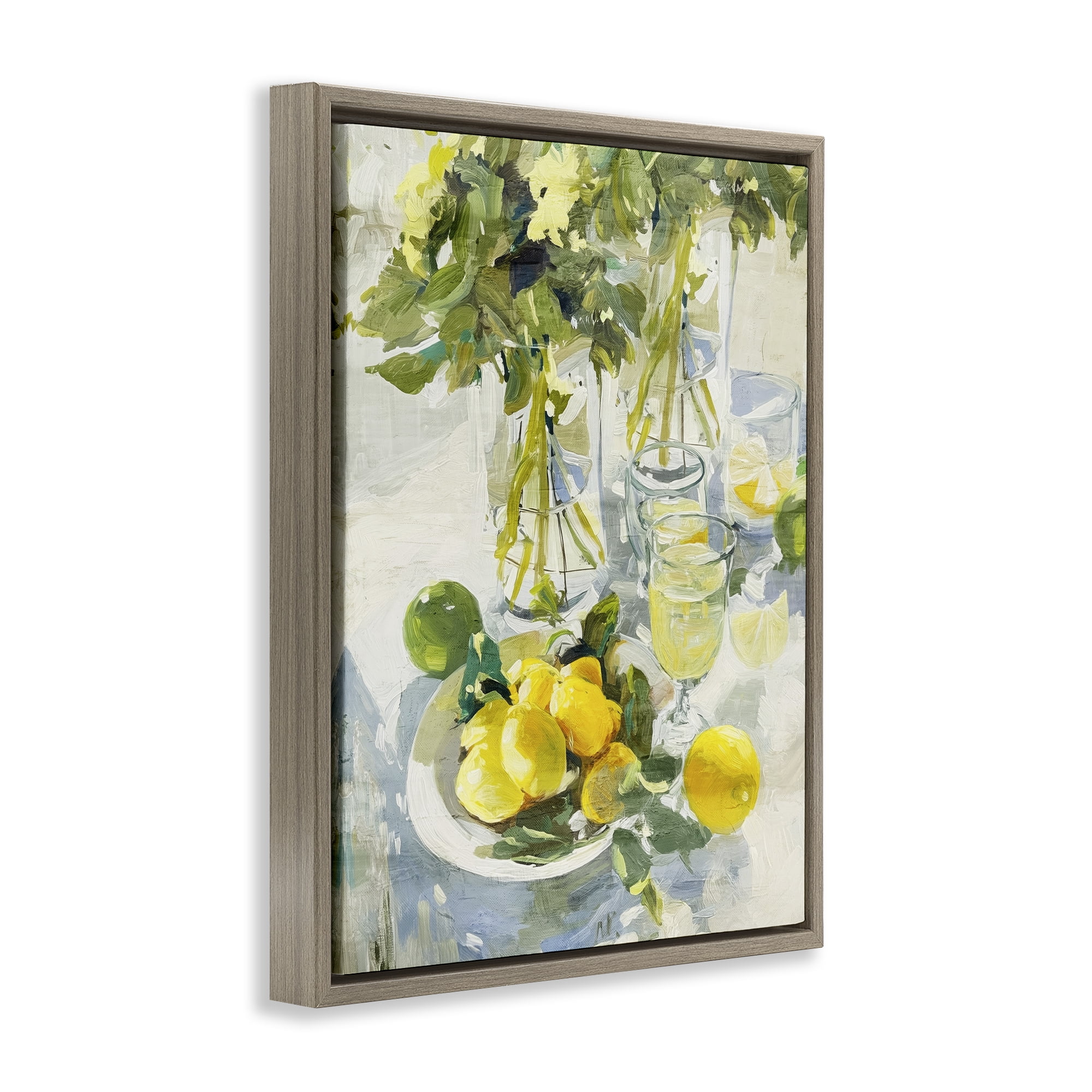 Stupell Industries Fresh Kitchen Lemons Spread Brown Framed Floater Canvas Wall Art, design by Annabelle Hall