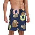 thumbnail image 2 of Naloa Sloth with Donuts Men's Short Pajama Pants, Lounge Comfort Shorts with Elasticized Waistband and Side Pockets - Large, 2 of 9