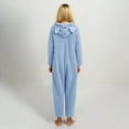 thumbnail image 4 of mgoYE Girls Fleece Hooded Onesie Pajamas Cute One Piece Fuzzy Sleepwear Zip Up Jumpsuits Winter Warm Romper Outfits Playsuit Loungewear(Light Blue,7-8 Years), 4 of 7