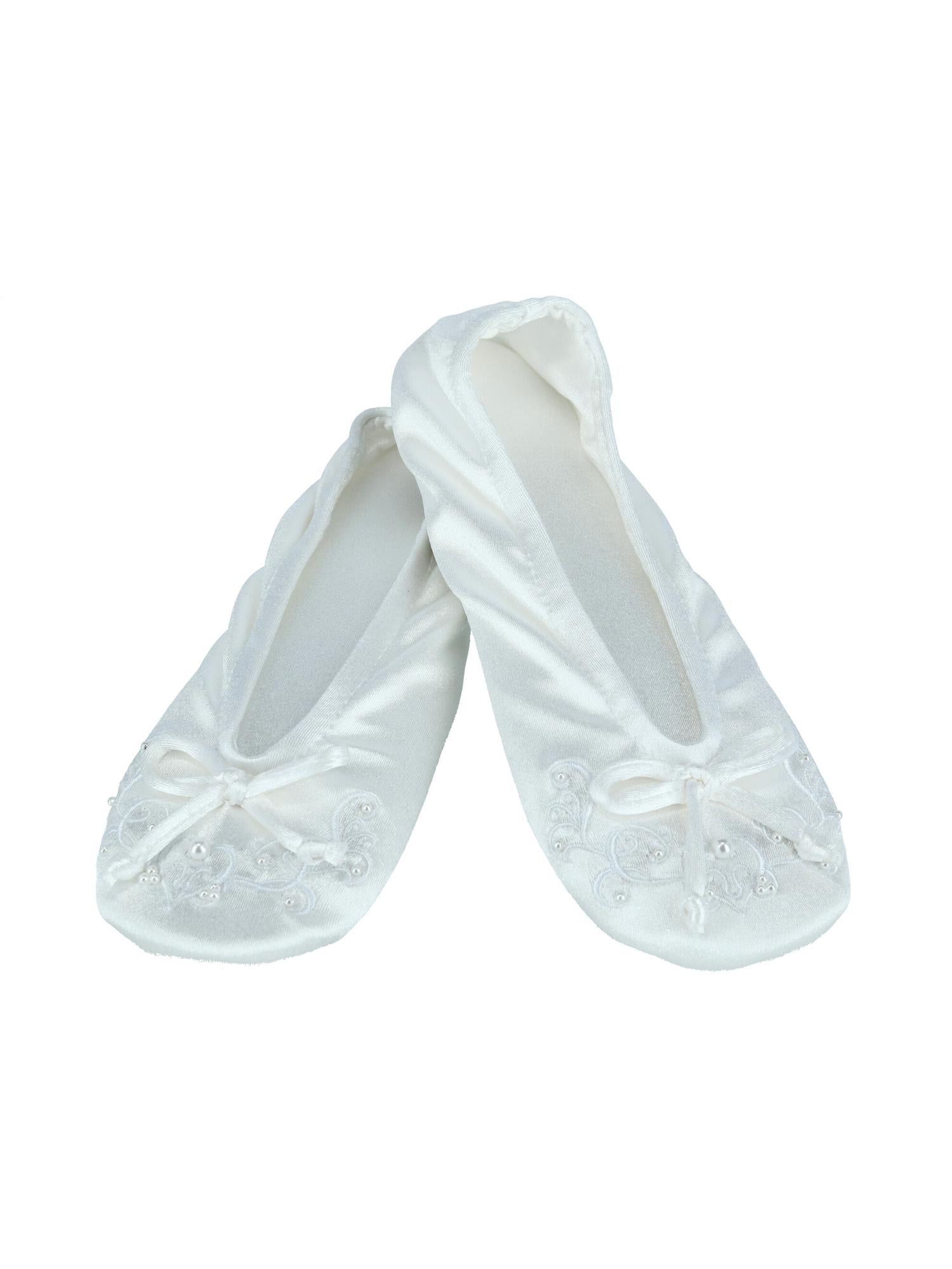 Isotoner satin pearl ballerina slippers sale