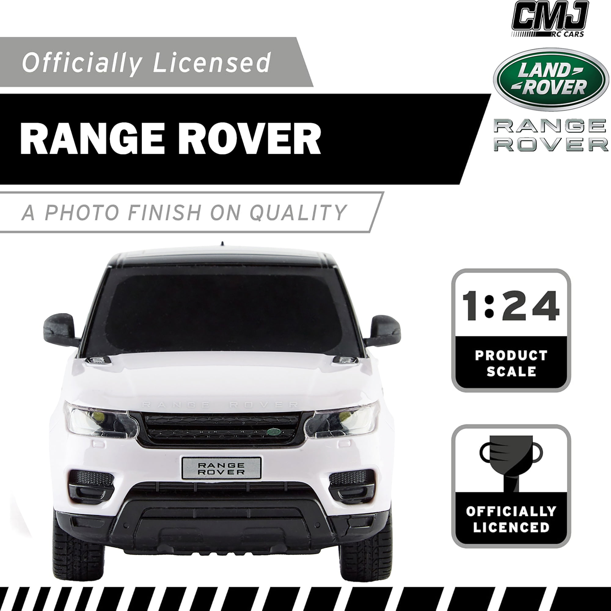 CMJ RC Cars: Range Rover - White - 1:24 Scale, Remote Control Radio SUV Vehicle, 2.4 Ghz, LED Headlights, Indoor-Outdoor Racing Toy, Licensed Model