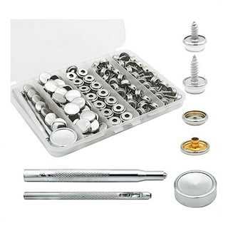 FunFun Fish 135pcs Snaps Button Marine Grade Canvas Snap Kit, Stainless Steel Upholstery Boat Cover and Repair Snap Fastener Tool with 2pcs Setting Tool(0.39