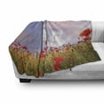 thumbnail image 3 of Poppy Flower Soft Flannel Fleece Throw Blanket, Meadow with Poppies and Rainbow Reflection in Air Sky Happiness Concept, Cozy Plush for Indoor and Outdoor Use, 50" x 60", Red Green Blue, by Ambesonne, 3 of 6