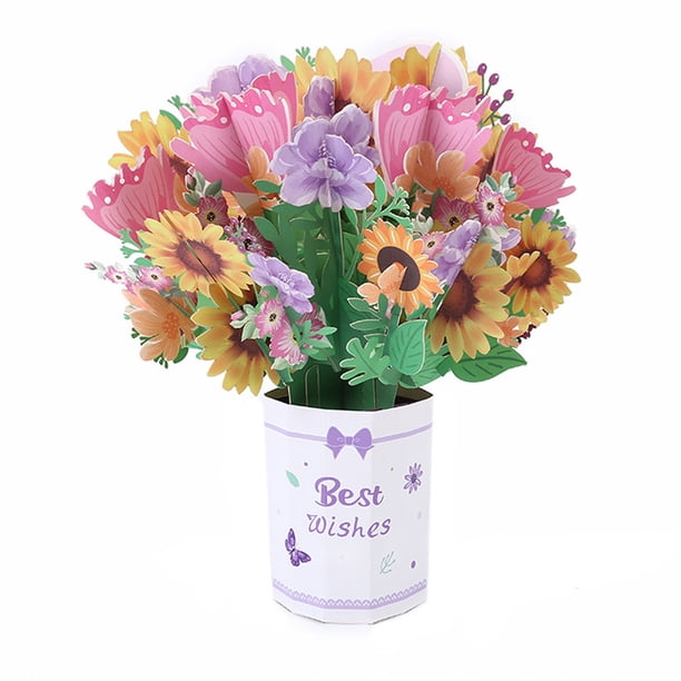Tarjeta emergente de ramo de flores - Tarjeta de flores 3D, tarjeta de felicitación del día de la madre, cumpleaños, día de San Valentín, tarjeta de aniversario para esposa, novia, amante Zhivalor BST3060380-2