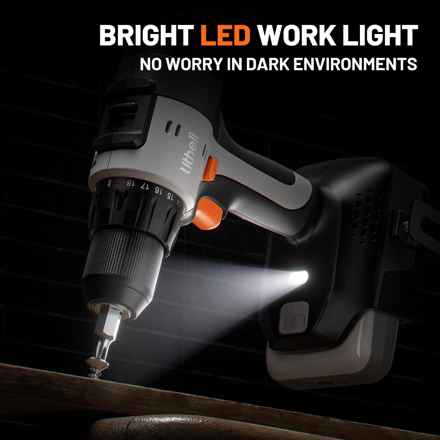 20V Cordless Drill Driver with 50-Piece Bit Set, 443 In-lbs Torque, 2-Speed Power Drill for Home Improvement