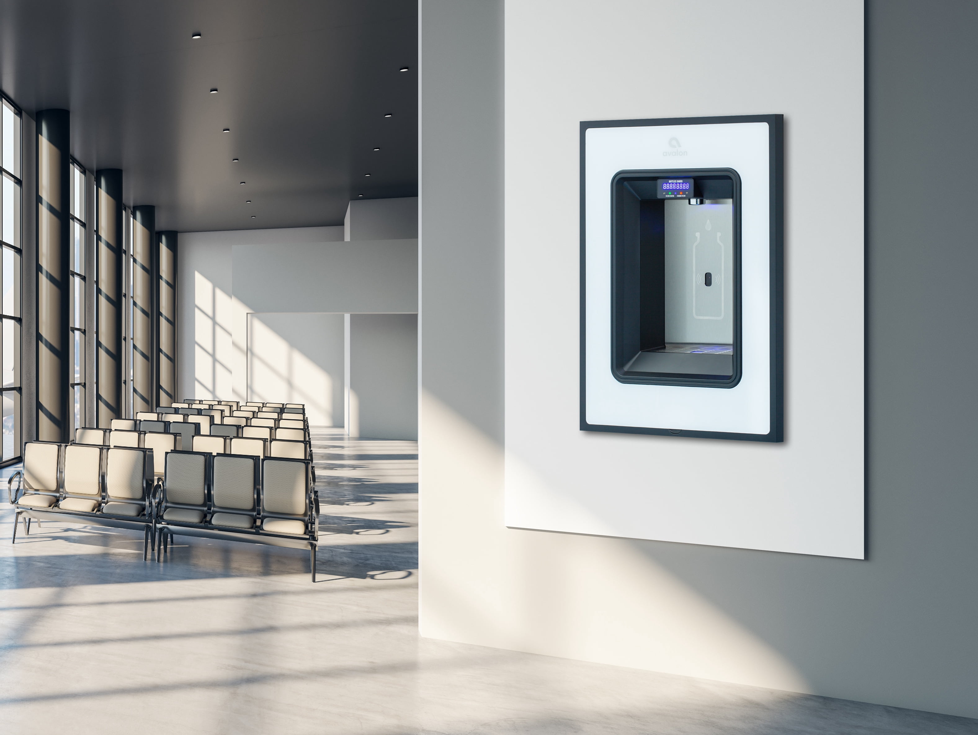 Avalon In-Wall Bottle Filler, Sensor Dispensing, Self Cleaning, Digital Bottle Counter Display, Dual Filtration, Wifi Enabled