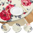 thumbnail image 4 of 44in Round Tablecloth with Elastic Edge, Waterproof Fitted Table Cover for 36-44" Tables, Floral Theme Polyester Reusable Table Cloths Wipe Clean for Picnic, Dining, Outdoor Use and Party Decor, 4 of 7