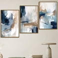 thumbnail image 3 of 3-Piece Abstract Navy Blue Canvas Print Set, Modern Minimalist Frameless Wall Art Posters for Home and Living Room Decor, 3 of 4