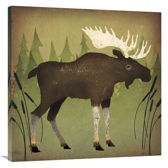 Global Gallery's 'Take a Hike Moose no Words' By Ryan Fowler Stretched Canvas Wall Art