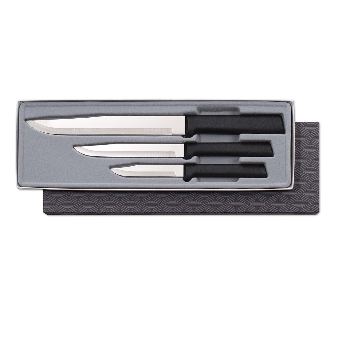 Rada Cutlery Housewarming Knife Gift Set – 3 Piece Stainless Steel Knives  With Black Resin Stainless Steel Handles 